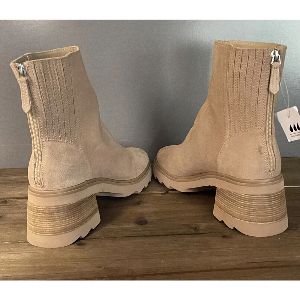 Dolce Vita Martey H2O Women's Size 10 Boots Taupe Suede Waterproof Block Heel - Picture 8 of 15